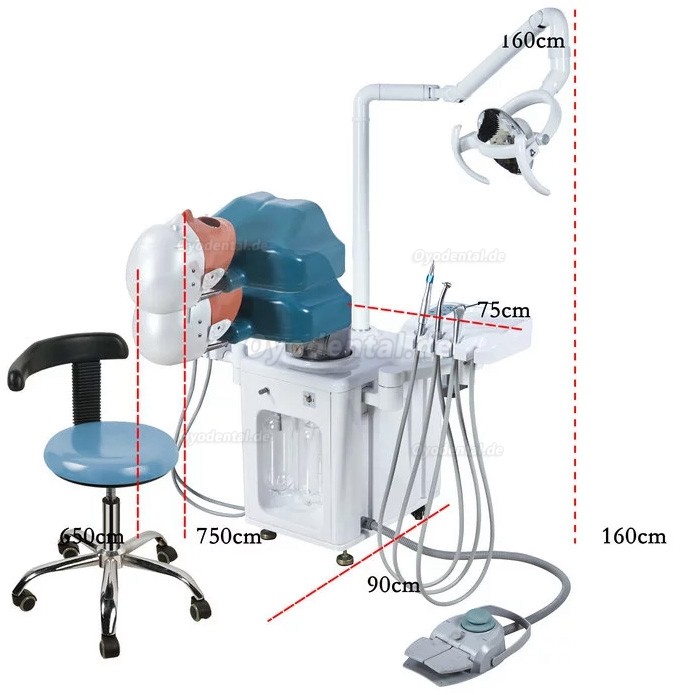 Jingle JG-A2 Simulationseinheiten Patientensimulator Phantomkopf mit Zahnarzthocker und Zahnlampe